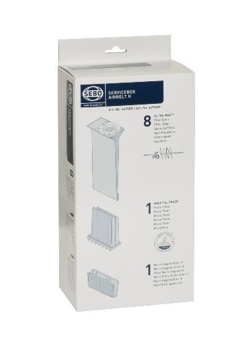 Sebo 6695ER Service-Box für airbelt K inkl. 8 Ultra-Bag Filtertüten 3-lagig, 1 Hospital-Grade-Filter und 1 Micro-Hygienefilter K, 37x17x10, Weiß von SEBO