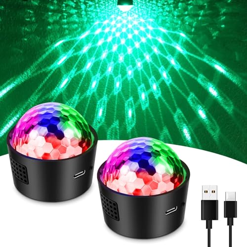 Mini Discokugel kinder 2 Stück, SEBRUANC Disco Licht LED Partylicht Musikgesteuert Disco Party Lichter 380mAh USB Type C DJ Ball, Nachtlicht für Parties Geburtsta, Weihnachten Geschenk,Bar,Halloween von SEBRUANC