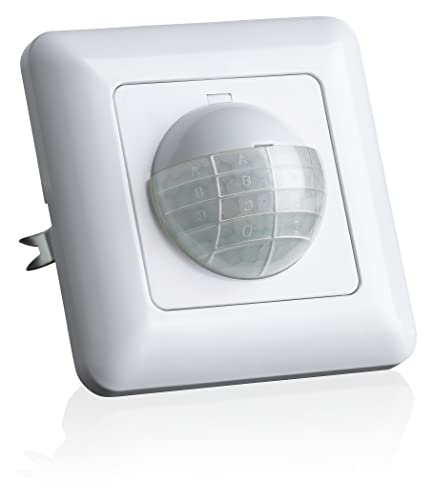 SEBSON Bewegungsmelder Innen Unterputz - LED geeignet, Wand Montage, IR Bewegungssensor programmierbar - Einbau 60x49x32mm - Reichweite Sensor 10m/ 190°, 3-Draht von SEBSON