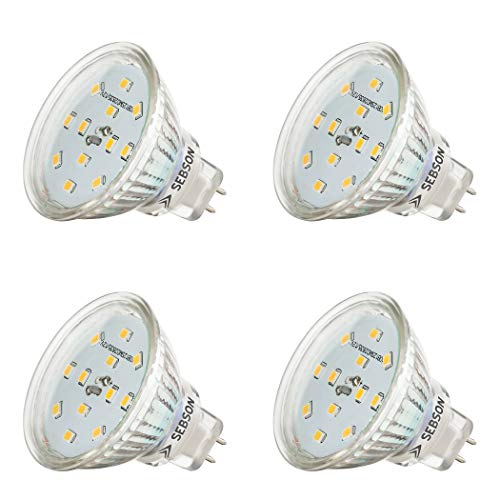 SEBSON® LED Lampe GU5.3 / MR16 5W warmweiß 3000k, ersetzt 35W, 420lm, Ra97, 12V DC LED Leuchtmittel, Einbaustrahler flimmerfrei, 4er Pack von SEBSON