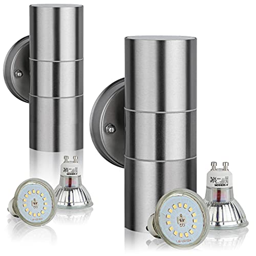 SEBSON Außenleuchte 2er Set - Wandleuchte Edelstahl up down - inkl. 4x GU10 LED Lampe 3W kaltweiß 6500K - LED Außenwandleuchte 230V SEBSON Außenleuchte 2er Set - Wandleuchte Edelstahl up down - inkl. 4x GU10 LED Lampe 3W kaltweiß 6500K - LED Außenwandleuchte 230V von SEBSON