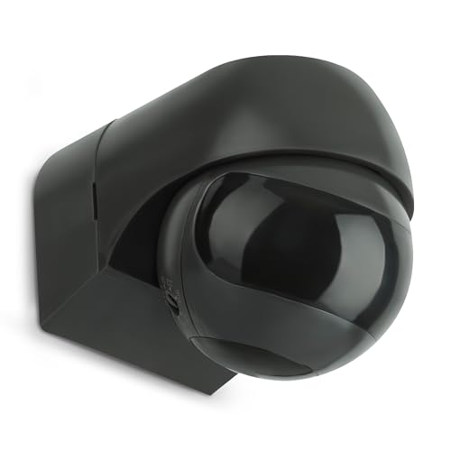 SEBSON Bewegungsmelder Aussen IP44 Aufputz - LED geeignet, programmierbar, schwenkbar - Reichweite 12m/180°, 3m/360° (2 Infrarot Sensoren), 3 Draht von SEBSON