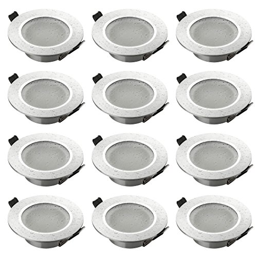 SEBSON Gehäuse für Einbaustrahler Bad IP44 mit GU10 Fassung LED Halogen 230V - Einbaurahmen Aluminium, Lochdurchmesser 70mm (67-83mm) für Einbau Deckenleuchten - 12er Set von SEBSON