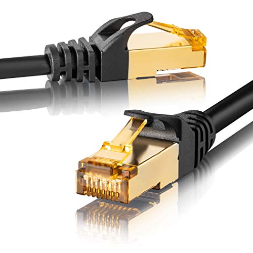 SEBSON Ethernet LAN Kabel 10m - CAT 7 Netzwerkkabel 10 Gbit/s, S-FTP Patchkabel RJ45 - Router, PC, TV, NAS, Spielekonsolen von SEBSON
