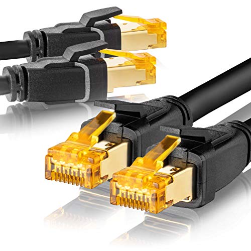 SEBSON Ethernet LAN Kabel 1m - 2er Set - CAT 8 Netzwerkkabel 40 Gbit/s, S-FTP Patchkabel RJ45 Stecker für Router, PC, TV, NAS, Spielekonsolen von SEBSON