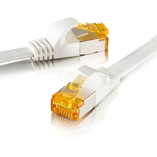 SEBSON Ethernet LAN Kabel 3m - CAT 7 Netzwerkkabel 10 Gbit/s, U-FTP Patchkabel RJ45 flach - Router, PC, TV, NAS, Spielekonsolen von SEBSON