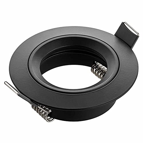 SEBSON Gehäuse für Einbaustrahler mit GU10 Fassung LED Halogen 230V - Einbaurahmen Aluminium schwarz, Lochdurchmesser 65mm (min. 60mm, max. 70mm) für Deckenbeleuchtung von SEBSON