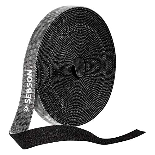 SEBSON Klettband Kabelbinder wiederverschließbar schwarz, 12mm x 15m Klettband Rolle zuschneidbar, variabel verschließbar SEBSON Klettband Kabelbinder wiederverschließbar schwarz, 12mm x 15m Klettband Rolle zuschneidbar, variabel verschließbar von SEBSON
