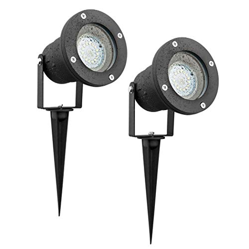 SEBSON LED Gartenleuchte mit Erdspieß und schwenkbaren Strahler, Aussenleuchte IP65, Gartenspot GU10 3,5W 300lm 6500K kaltweiß, 2er Pack von SEBSON