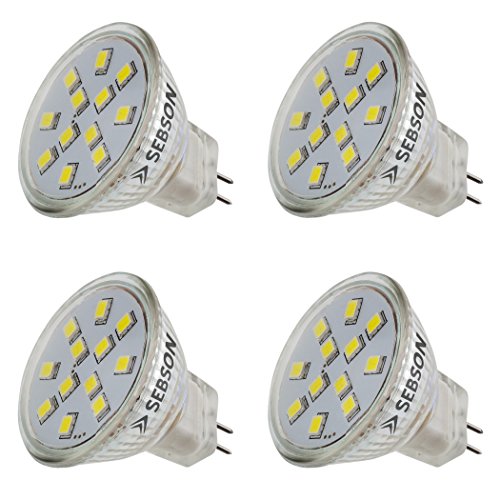 SEBSON LED Lampe GU4/ MR11 2W (1.6W), ersetzt 20W Glühlampe, warmweiß, 150lm, Leuchtmittel 110°, 12V DC, 4er Pack von SEBSON