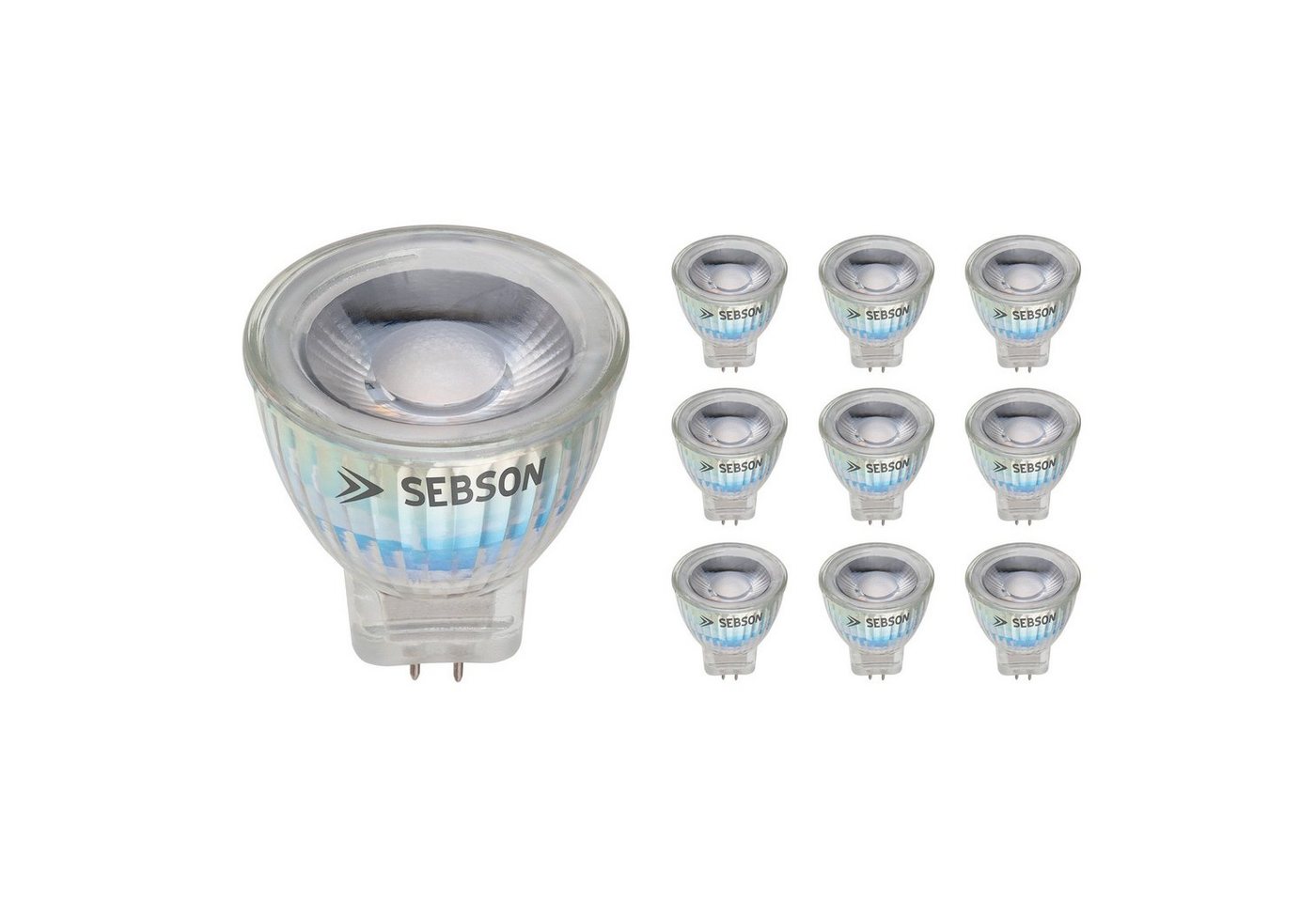 SEBSON LED-Leuchtmittel LED Lampe GU4/ MR11 warmweiß 3W 220lm Spotlight 12V DC - 10er Pack von SEBSON