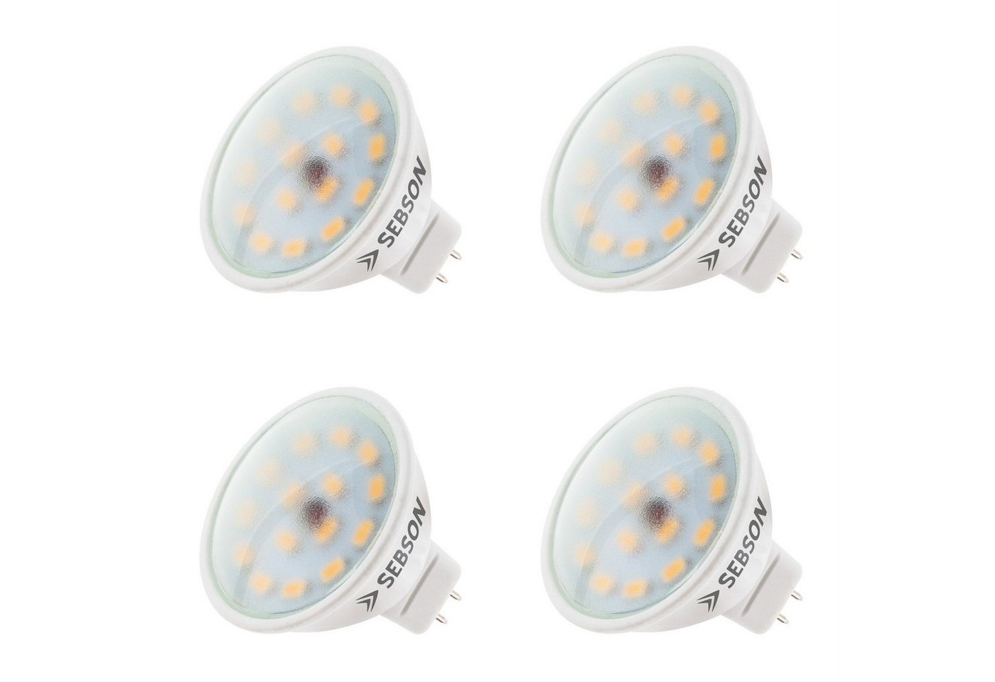 SEBSON LED-Leuchtmittel LED Lampe GU5.3 / MR16 warmweiß 5W 12V DC Leuchtmittel - 4er Pack von SEBSON