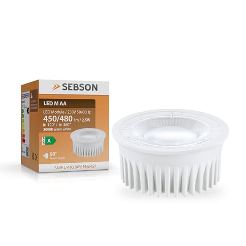 SEBSON LED Modul 230V warmweiß - Energieeffizienzklasse A - LED Leuchtmittel 2,5W 3000K 450lm, ersetzt GU10 MR16 Deckenspot 50W - Einbaustrahler ultra flach ø50x26mm SEBSON LED Modul 230V warmweiß - Energieeffizienzklasse A - LED Leuchtmittel 2,5W 3000K 450lm, ersetzt GU10 MR16 Deckenspot 50W - Einbaustrahler ultra flach ø50x26mm von SEBSON