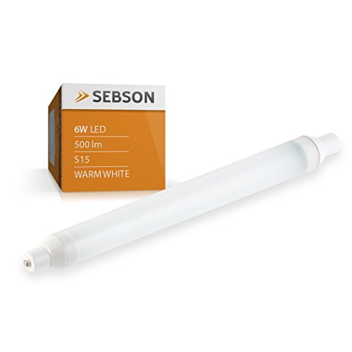 SEBSON LED Röhre S15 28,4cm, 6w, ersetzt 40W Glühlampe, 500lm, warmweiß, LED Lampe 150° von SEBSON