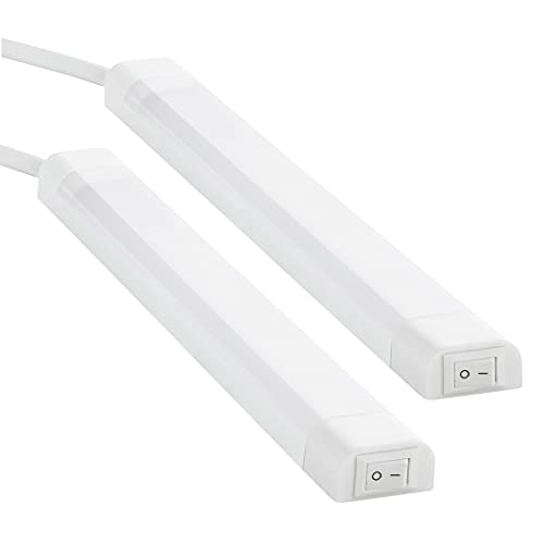 SEBSON LED Unterbauleuchte neutralweiß 30cm - 2er Set - LED Leiste 4W 300lm 4000K Lichtleiste mit Stecker und Schalter 230V IP20 24x13x300mm von SEBSON