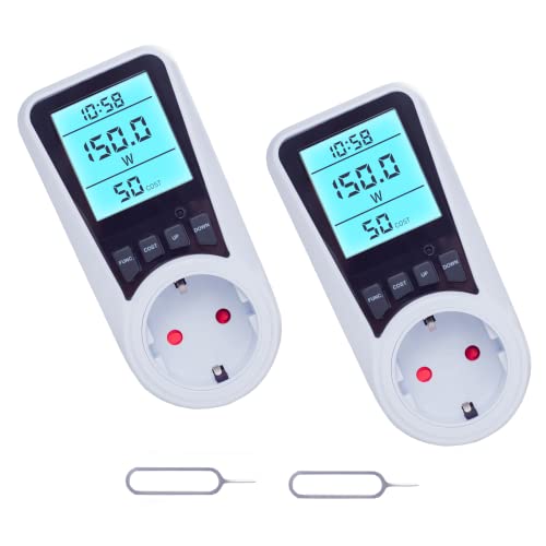 Stromzähler für Steckdose, SEC 24 Energiekostenmessgerät &Stromverbrauchs-Zähler, Strommessgerät Steckdose, Strommessung,messen Stromverbrauch,Strommessgerät,LCD Digitale 3680W (2 Stück) von SEC 24