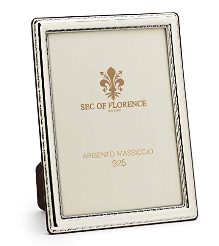 SEC OF FLORENCE 7371/10 x 15 Bilderrahmen aus massivem 925er Silber mit Rückseite aus Mahagoni-Holz von SEC OF FLORENCE