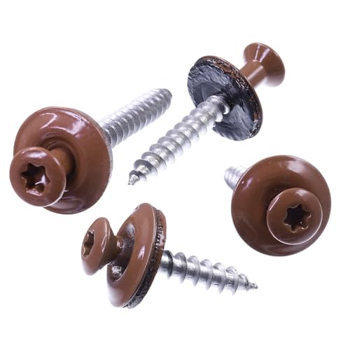 SECCARO Spenglerschraube 4,5 x 30 mm, RAL 8004 kupferbraun, Edelstahl A2, EPDM-Dichtscheibe 15 mm, TX/Innensechsrund, 100 Stück von SECCARO