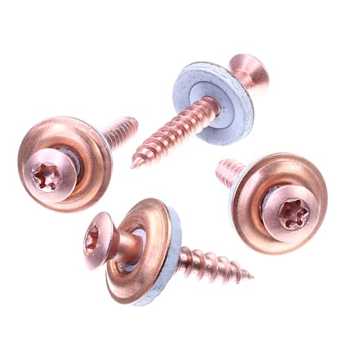 SECCARO Spenglerschraube 4,5 x 60 mm, verkupfert, Edelstahl A2, EPDM-Dichtscheibe 15 mm, TX/Innensechsrund, 75 Stück von SECCARO
