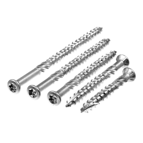 SECCARO Terrassenschraube Liseko 5 x 70 mm, Edelstahl A4, Holzschraube mit Cut-Spitze und Schneidkerbe, TX/Innensechsrund, 100 Stück von SECCARO