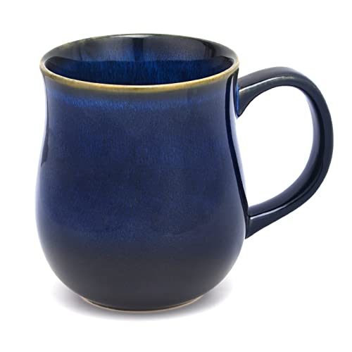 SECELES Große Kaffeetassen Becher 500ml, handgemachte Keramik Teetasse groß für Büro und Zuhause, Trinkbecher großer Griff, mikrowellen spülmaschinenfest, stilvolle Texturglasur (Starry Blue) von SECELES