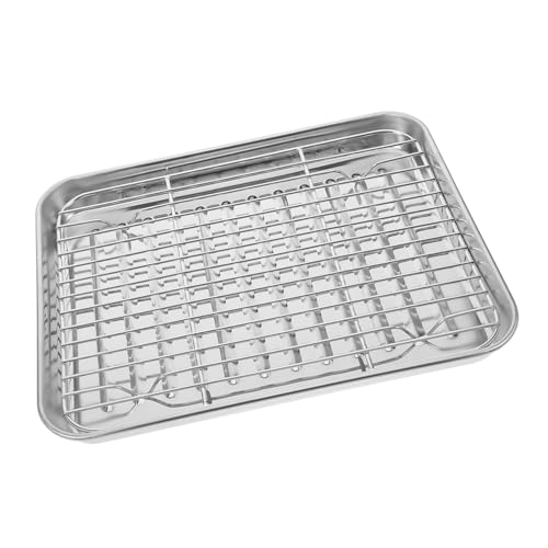 SECFOU 1 Set Backgeschirr Set Obstbehälter Metallschale Haushalts Lebensmittelteller Gebratene Snackschale Ölabtropfschale Edelstahl Bräter Gebratene Lebensmittelplatte Snack von SECFOU