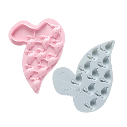 SECFOU 2 STÜCK Flamingo Eiswürfelformen aus Flexiblem Silikon Mini Eiswürfelschale für Zuhause und Bar Kreative Eiswürfel Einfach zu Entnehmen Lebensmittelecht Farbig Blau von SECFOU