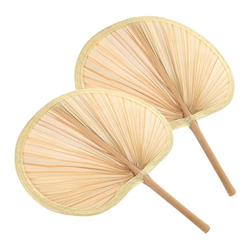 SECFOU 2 Stück Handgewebter Traditioneller Handfächer Groß Vintage Wanddekoration Handlicher Sommerfächer aus Bananenblatt Dekorativ für Innen und Außen Leichte Kühlung von SECFOU