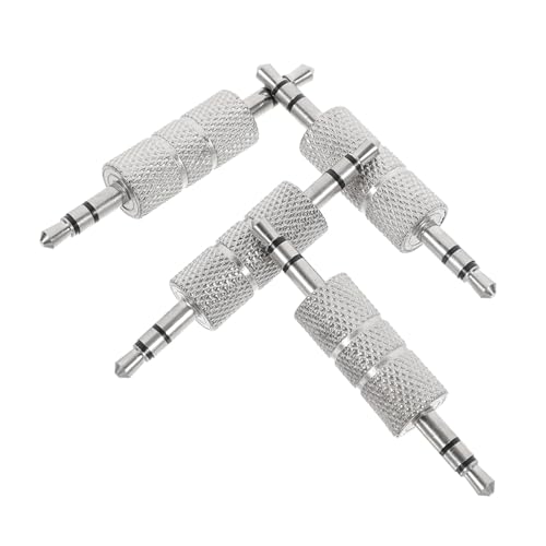 SECFOU 4 Stück Aux Verlängerungskabel Adapter Metall Klinkenstecker Klinkenstecker Gerader Audioverbinder für Verlustfreie Klangübertragung Kompatibel Leicht und Langlebig von SECFOU