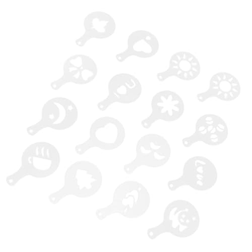 SECFOU 64 Stück Teiliges Kaffee Schablonen aus Kunststoff Dickes Leicht zu Reinigendes Tortendeko Kaffeeschaum template für Cappuccino Latte Espresso und Heiße Schokolade Vielseitig für von SECFOU