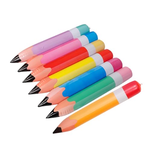 SECFOU 7 Stück Teiliges Aufblasbares Jumbo Bleistift Robustem PVC Schnelle und Einfache Dekoration für Schulanfang Kindergeburtstag Party Deko Jungen Mädchen Langlebige Back To School von SECFOU