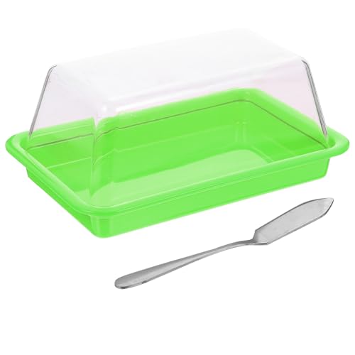 SECFOU Butterbehälter mit Edelstahlmesser und Deckel Butterdose mit Schneidefunktion Stapelbare Butterdose für Küche und Kühlschrank Bpa frei Grün Vielseitig für Käse und Butterlagerung von SECFOU
