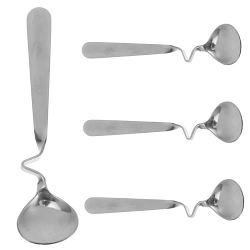 SECFOU 4stücke Edelstahl Dessertlöffel Mit Gebogenem Griff Praktische Rührlöffel Für Kaffee Honig Und Desserts Spülmaschinenfest Und Rostfrei Für Jede Kaffeetasse Und Teetasse von SECFOU