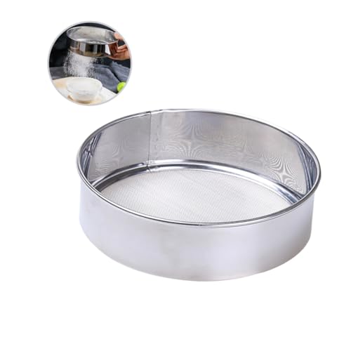 SECFOU Edelstahl Mehlsieb Feinmaschiges Mesh Backzubehör Feines Rundes Mehlsieb für Kuchen Puderzucker Teig Filtern Küchensieb Rostfrei Leicht und Robust von SECFOU
