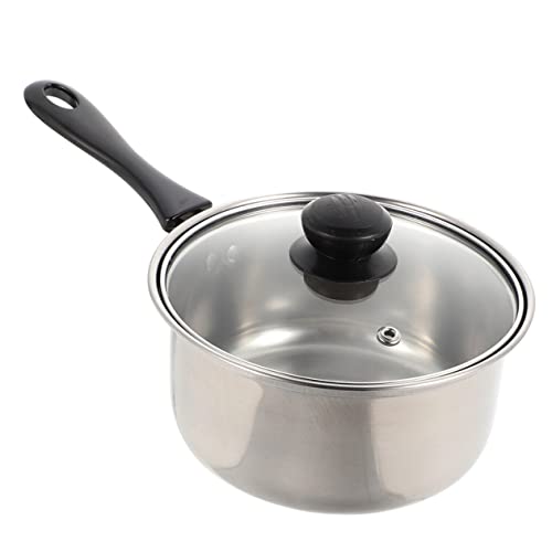 SECFOU Edelstahl Milch Und Suppentopf Mit Deckel Antihaftbeschichteter Multifunktionaler Stieltopf Für Induktion Ideal Für Milch Suppen Nudeln Und Reis von SECFOU