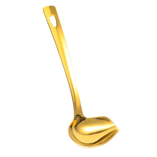 SECFOU Edelstahl Soßenlöffel mit Ausgießer Kleiner Schöpflöffel für Küchenöl und Soßen Spülmaschinenfest Ergonomischer Griff Vielseitig für Salatdressings Desserts und Bratensoßen von SECFOU