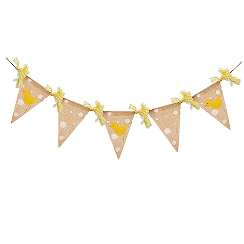 SECFOU Geburtstagsgirlande aus Leinen Kleine Gelbe Enten Wimpelkette Langlebiges Party Banner Kindergarten Dekoration Wiederverwendbar als Foto Requisite und Festschmuck von SECFOU