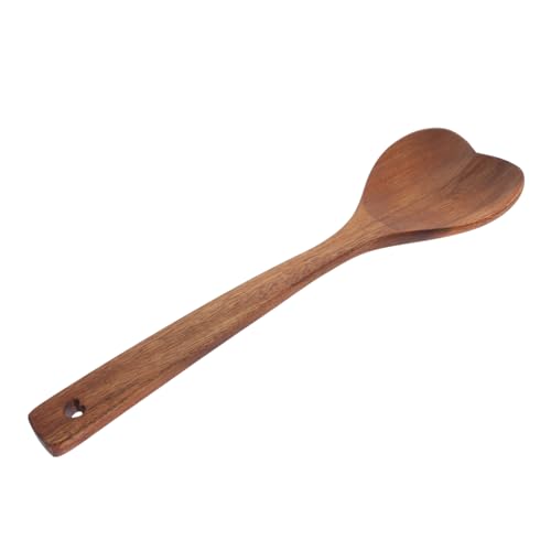 SECFOU Herzförmiger Holzlöffel aus Robustem Naturholz Kleine Salatlöffel mit Langem Griff Polierte Oberfläche Wiederverwendbar und Vielseitig für Suppe Buffet und Dessert Geeignet von SECFOU