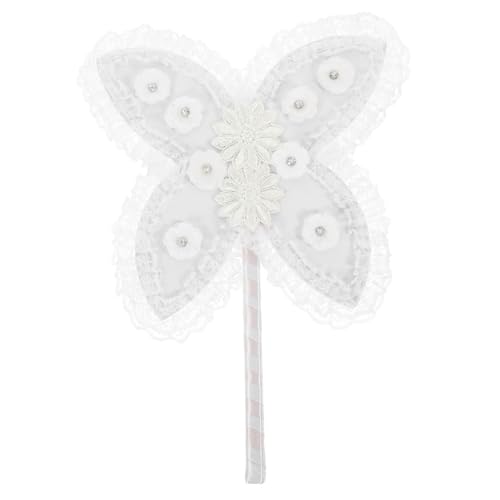 SECFOU Hochzeits Dekofächer Butterfly Form Leichter Spitzen Handfächer für Braut Partyfest Flügel Design Stilvoller Brautfächer für Sommerstrand und Feierlichkeiten von SECFOU
