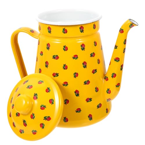 SECFOU Kaffeekanne aus Emaille Retro Teekessel mit Komfortablem Griff für Zuhause Camping und Outdoor Schnelles Erhitzen und Einfache von SECFOU