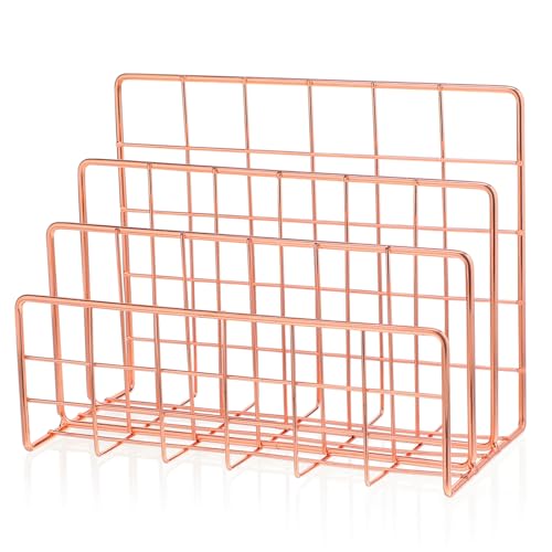 SECFOU Moderner Briefhalter aus Metall mit Fächern Kompakter Mail Organizer für Schreibtisch und Büro Rostfreier Ständer zur Aufbewahrung von Briefen Zeitschriften und Dokumenten von SECFOU
