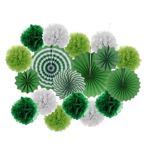 SECFOU Papierfächer Party Deko Grün Leichte Hängende Papierblumen Geburtstagsdeko Einfach zu Lagern und Wiederverwendbar Festliche Raumdekoration von SECFOU