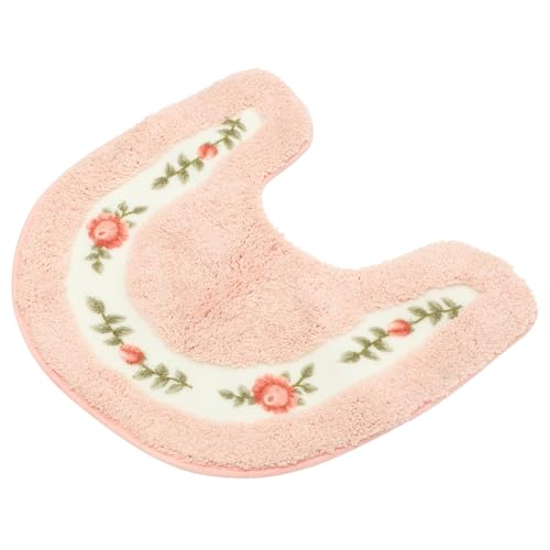 SECFOU Pastorale U Förmige Wc Matte rutschfest Weicher Toilettensitzvorleger Badezimmer Fußmatte Wasserabsorbierend Strapazierfähig für Haushaltsbad Rosa von SECFOU