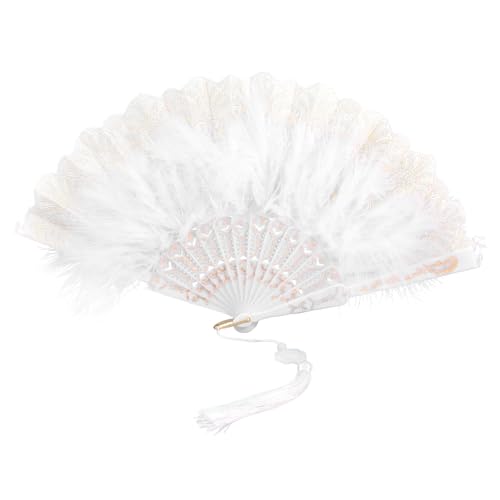 SECFOU Plume Federfächer Handfächer Handventilator Stabil für Hochzeit Bühne Tanz Dekoration Vintage Stil von SECFOU