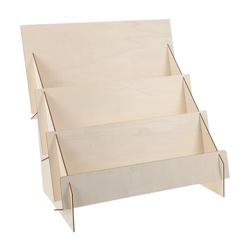 SECFOU Stufiges Holz Display Regal Handmade Organizer für Grußkarten Fotos Sticker Broschüren Stabiler Desktop Halter für Büro und Verkaufsstände von SECFOU