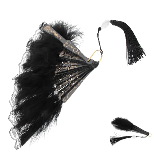 SECFOU Vintage Faltbarer Spitzenfächer mit Federn Langlebiger Handfächer für Hochzeit Tanz Bühnenauftritte und Sommerparty Leicht zu Tragen und Stabil Gefertigt SECFOU Vintage Faltbarer Spitzenfächer mit Federn Langlebiger Handfächer für Hochzeit Tanz Bühnenauftritte und Sommerparty Leicht zu Tragen und Stabil Gefertigt von SECFOU