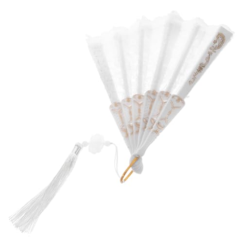 SECFOU Vintage Spitzen Fächer Handventilator mit Quaste Tragbarer Handfächer für Hochzeit Tanzaufführung Dekoration Robustes PP Metall Design Vielseitig für Party und Fotografie von SECFOU