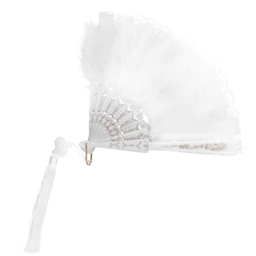 SECFOU Vintage Spitzen-feder Fächer Faltventilator mit Quaste Dekorativer Handventilator für Tanz Kostüm und Sommerparty Eleganter Retro Faltbarer Damen-handfächer für Hochzeit und SECFOU Vintage Spitzen-feder Fächer Faltventilator mit Quaste Dekorativer Handventilator für Tanz Kostüm und Sommerparty Eleganter Retro Faltbarer Damen-handfächer für Hochzeit und von SECFOU