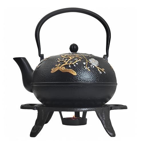 SECHUDO Gusseisen-Teeset mit Gusseisenwärmer, japanisches Tetsubin, komplettes Teekannen-Set mit Edelstahlbechern, asiatischer Teekessel für Erwachsene, elegantes langlebiges Tee-Geschenkset (861.8 g SECHUDO Gusseisen-Teeset mit Gusseisenwärmer, japanisches Tetsubin, komplettes Teekannen-Set mit Edelstahlbechern, asiatischer Teekessel für Erwachsene, elegantes langlebiges Tee-Geschenkset (861.8 g von SECHUDO