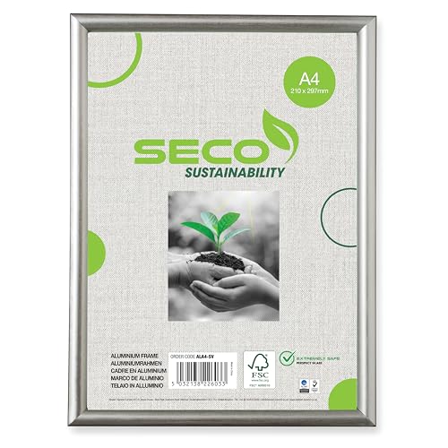 SECO A4-Bilderrahmen aus gebürstetem Aluminium mit Plexiglas-Sicherheitsglas, magnetisch, perfekt für zu Hause/Büro, 18 mm Rahmenkante, silber SECO A4-Bilderrahmen aus gebürstetem Aluminium mit Plexiglas-Sicherheitsglas, magnetisch, perfekt für zu Hause/Büro, 18 mm Rahmenkante, silber von SECO